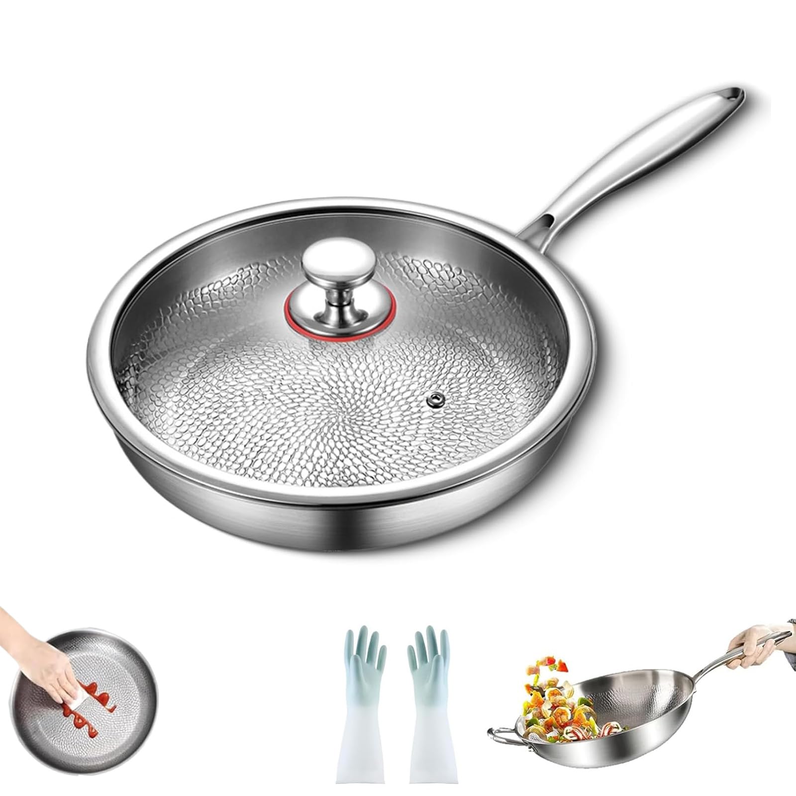 Poêle en titane pur martelé haut de gamme pour cuisson saine sur induction et gaz