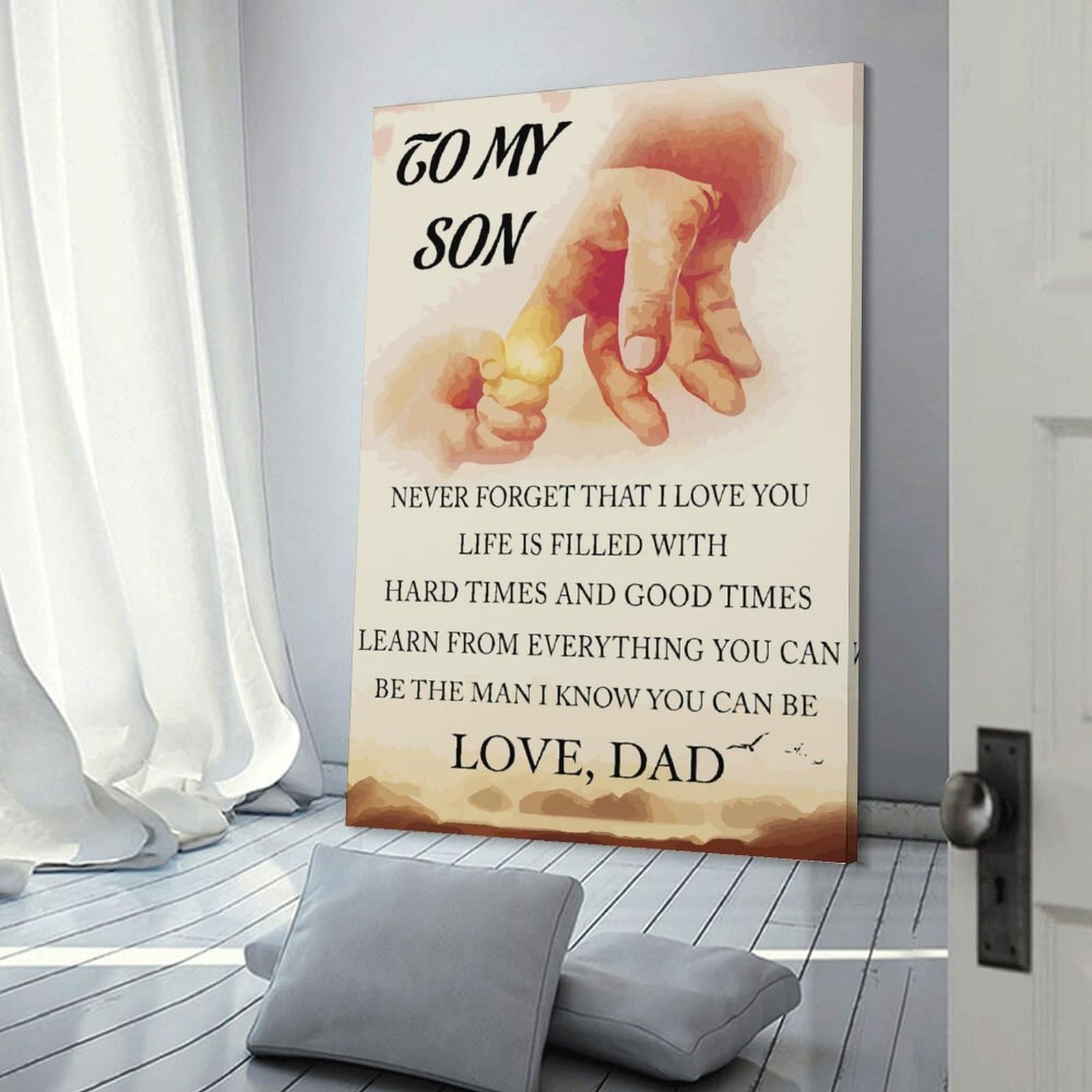 Junmoney DAD TO SON Wall Art Print, 24x36inch(60x90cm), for Entrance Spaces, Stair Walls Or Halls, Home Artwork for First Impressions