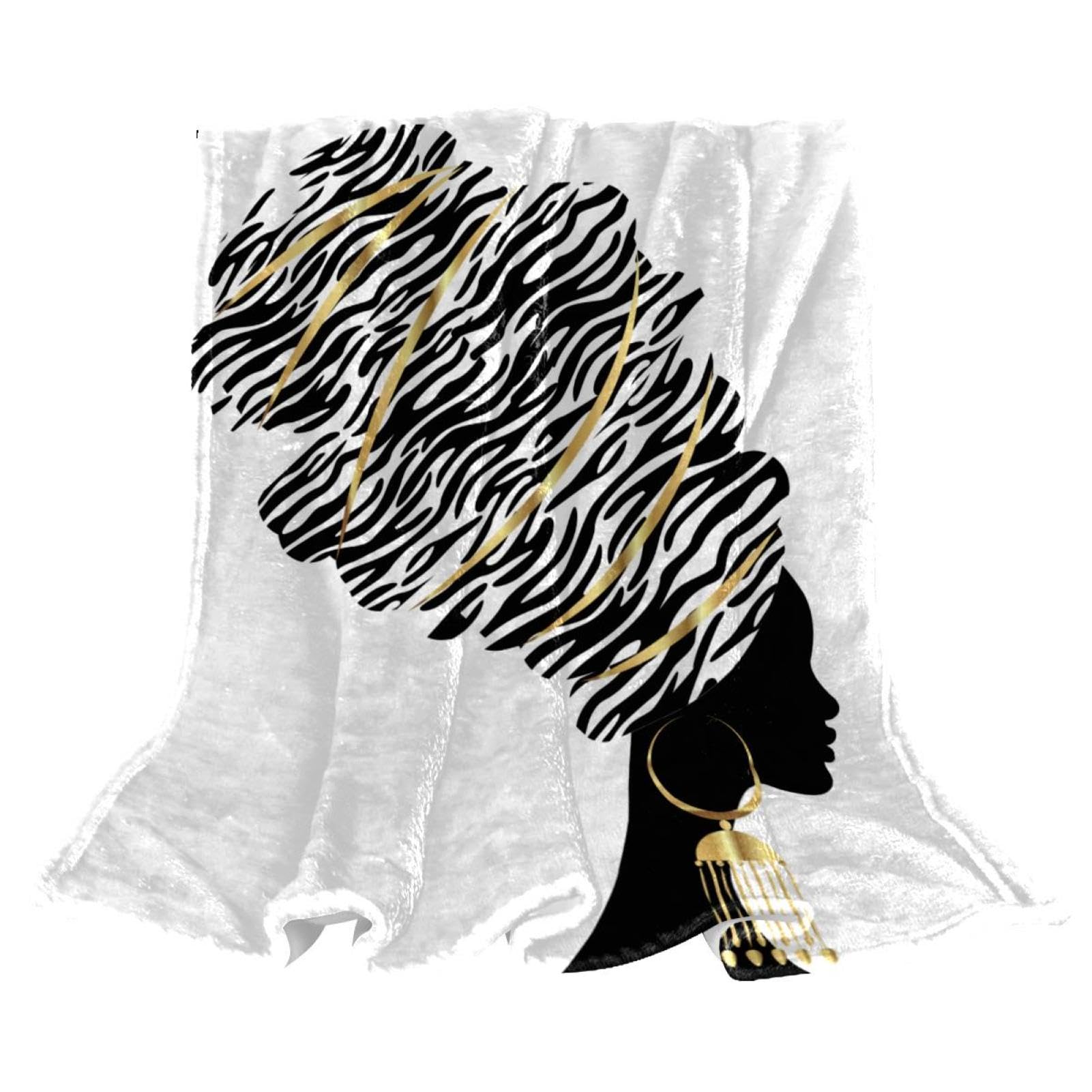 Couverture polaire femme africaine en microfibre douce jeté de canapé chaud 150x100cm
