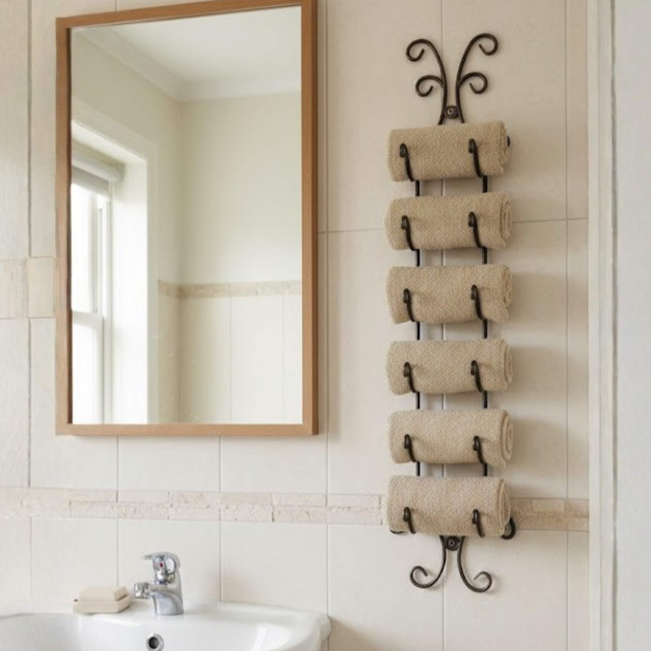 DanDiBo Supporto Porta Asciugamani 092568 Porta Asciugamani 90 cm Porta Asciugamani Stile Country Nero