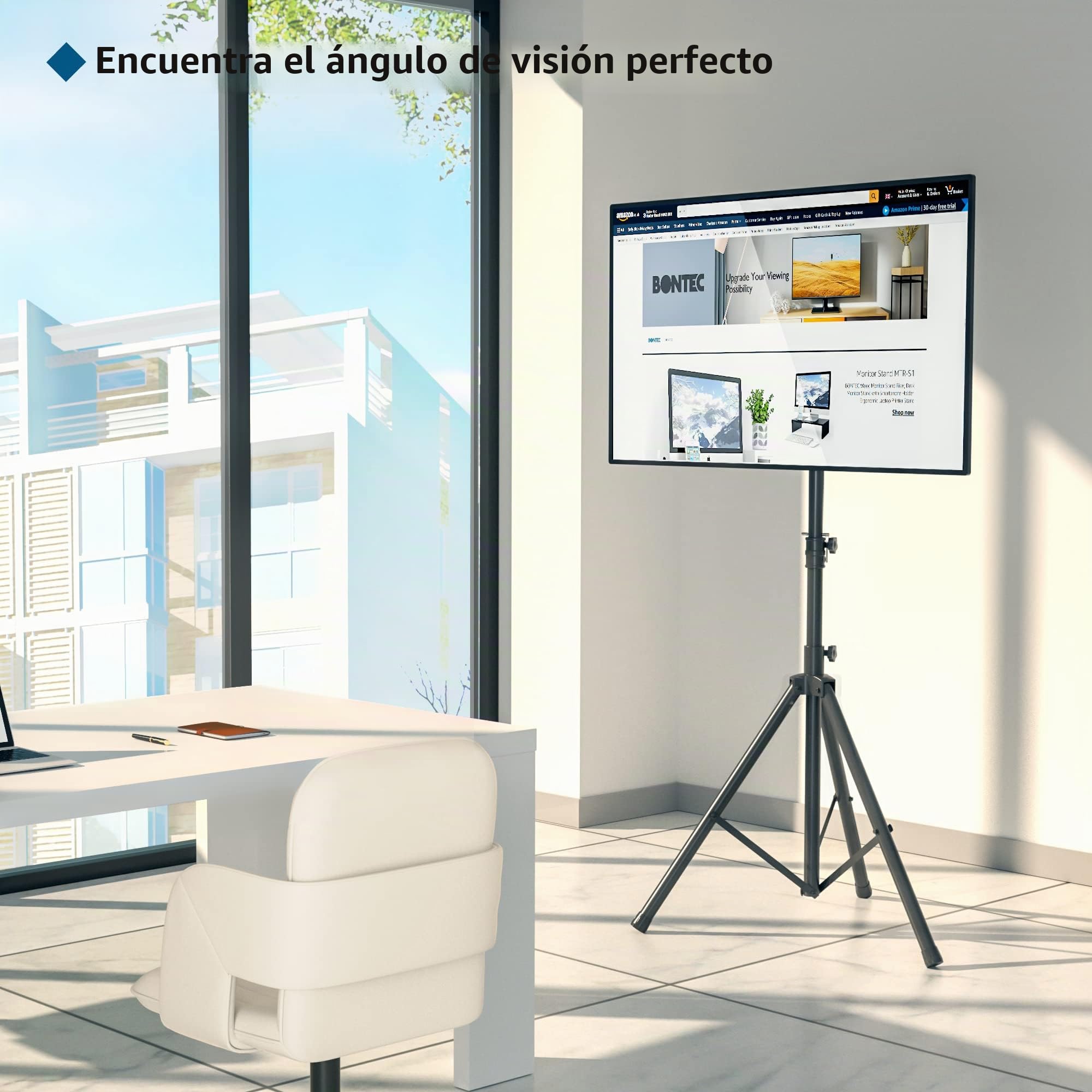 BONTEC Soporte TV Pie Trípode 32-60 Pulgadas Planas Curvadas