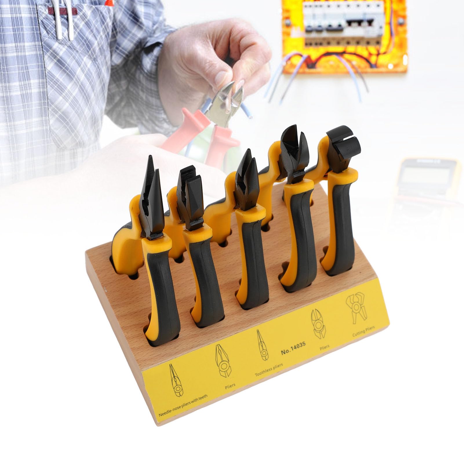 Naroote Set di 5 Pinze con Pallet in Legno, Set di Pinze per Riparazione Orologi in Faggio e Metallo, Lame Trattate Termicamente, Impugnatura Salva Sforzo, Taglio Filo per Utenti Hobby