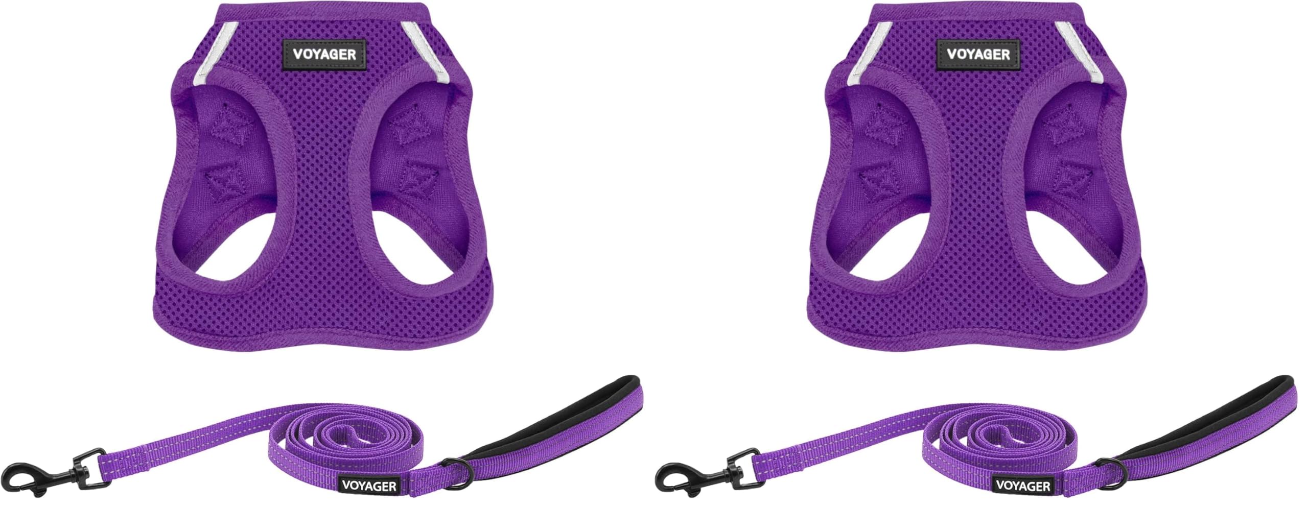 Voyager Step-in Air All Weather Mesh Harness and Reflective Dog 5 ft Leash Combo with Neoprene Handle for