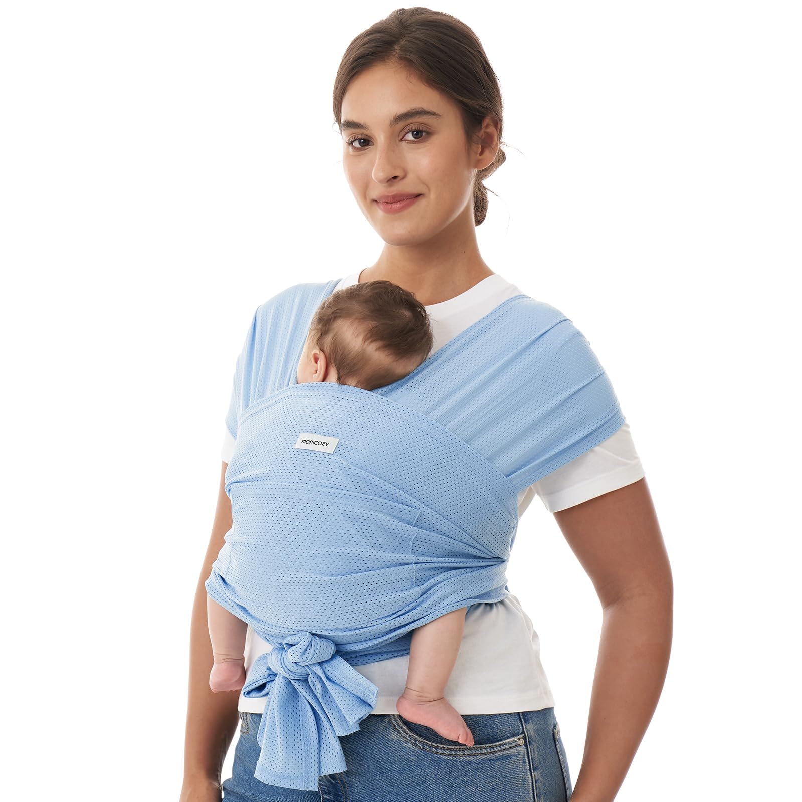 Photo 1 of Momcozy Baby Carrier AirMesh - The Perfect Summer Water Sling for Newborns to Toddler 8-35 lbs - Cooling, Breathable and Lightweight Baby Wrap, Nice for Summer, Pool, Beach, Swimming, Light Blue