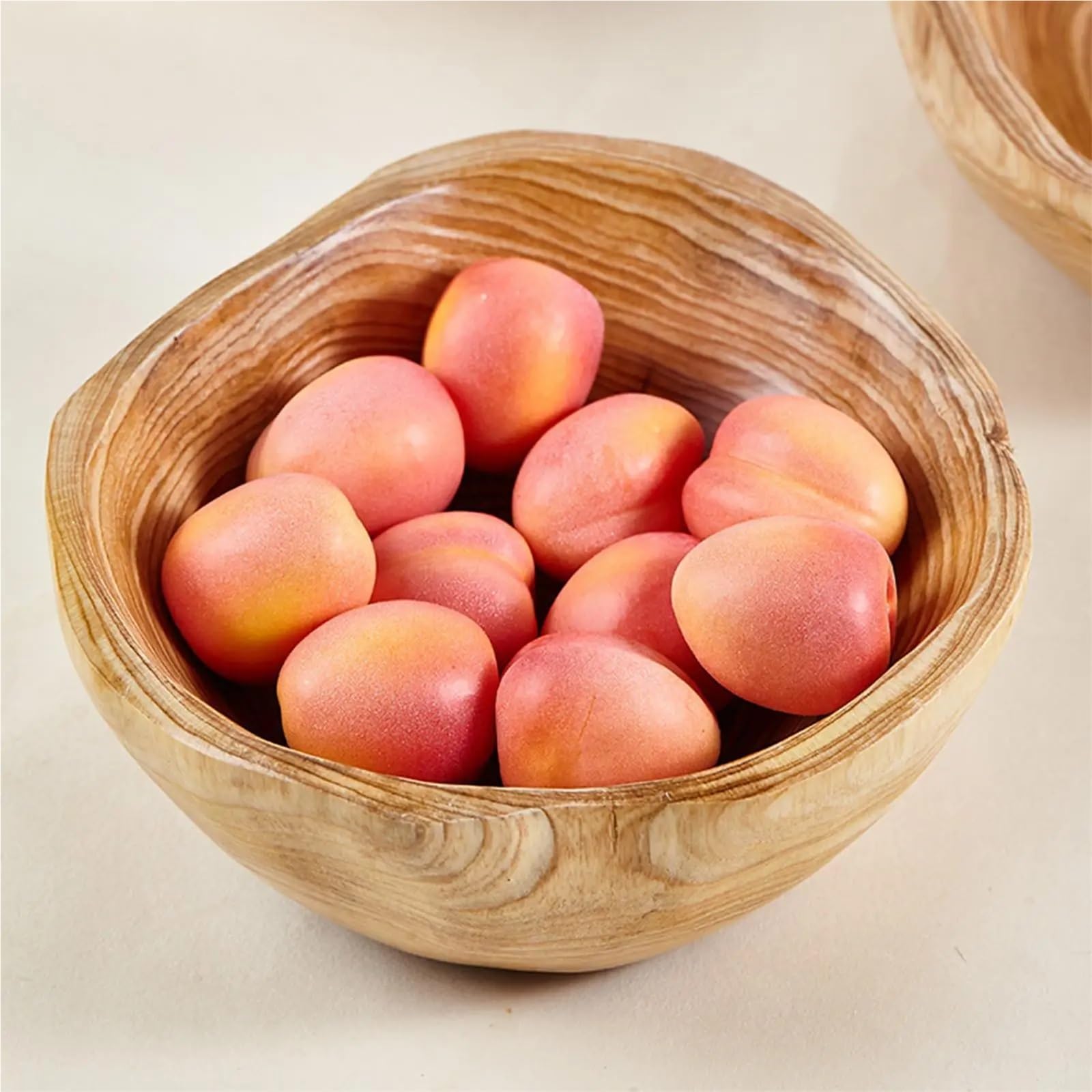 Frutero Madera Ensaladera de madera, contenedores rústicos, almacenamiento alimentos, tazón for servir frutas, verduras, aperitivos, comida, joyería clave, cocina(Color2)