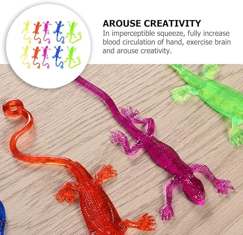 Miniatura 4 de NUOBESTY 15 piezas de juguetes pegajosos Gecko elásticos lagartos recuerdos de fiesta bolsas de regalo, relleno divertido mini TPR lagarto juguetes