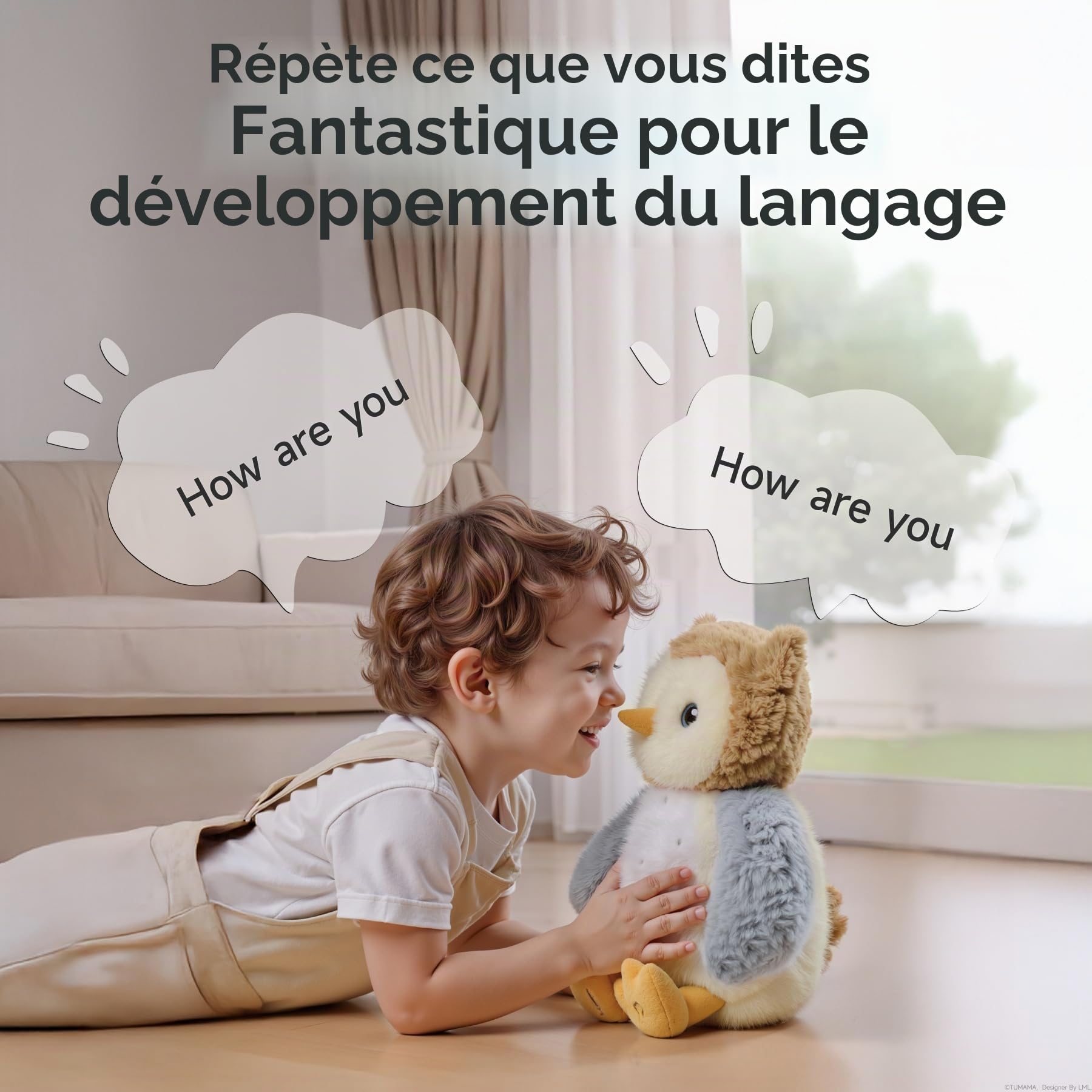 Peluche Animal Qui Danse et Repete pour Bebe, Interactif Musical Hibou Jouet avec Enregistrement, Dansante Parlante Jouets Enfant, Peluches Animaux Interactifs