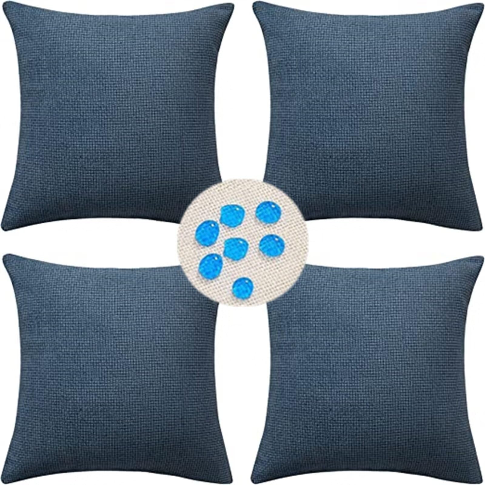 Federe Cuscini 50x50cm Set di 4,Quadrato Doppia Faccia Lino Copricuscini Impermeabili,Copricuscino per Esterno Divano Casa Giardino Patio Letto Soggiorno Decorazione Della Casa Blu navy