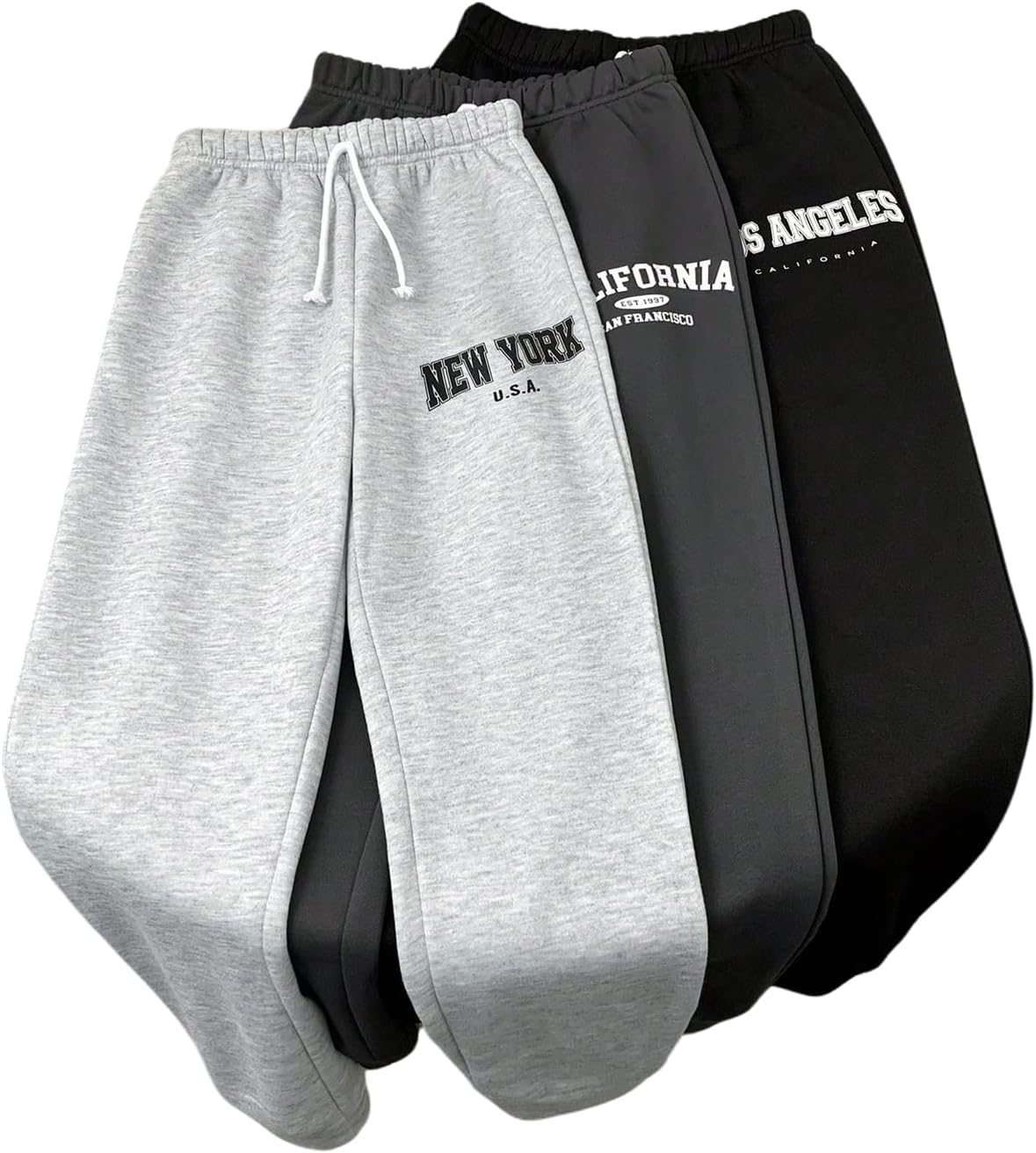 Floerns Boy's 3 Piece Sweatpants Letter Print Elastic Waist Tie Front Athletic Pants