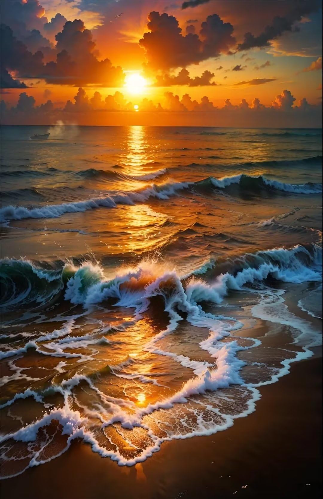 Diamond Painting Kit Complet Plage 5D DIY Grand Format 70x110cm pour Déco