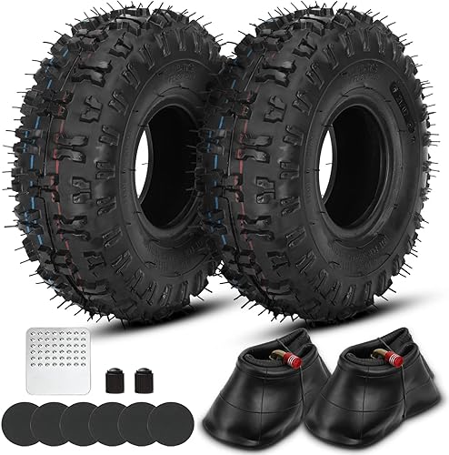 GREHUA 4.103.50-4 410350-4 4.10-4 Neumático y tubo interior con válvula doblada TR87 reemplazo para camión de mano, cortacésped, carros, carretilla,