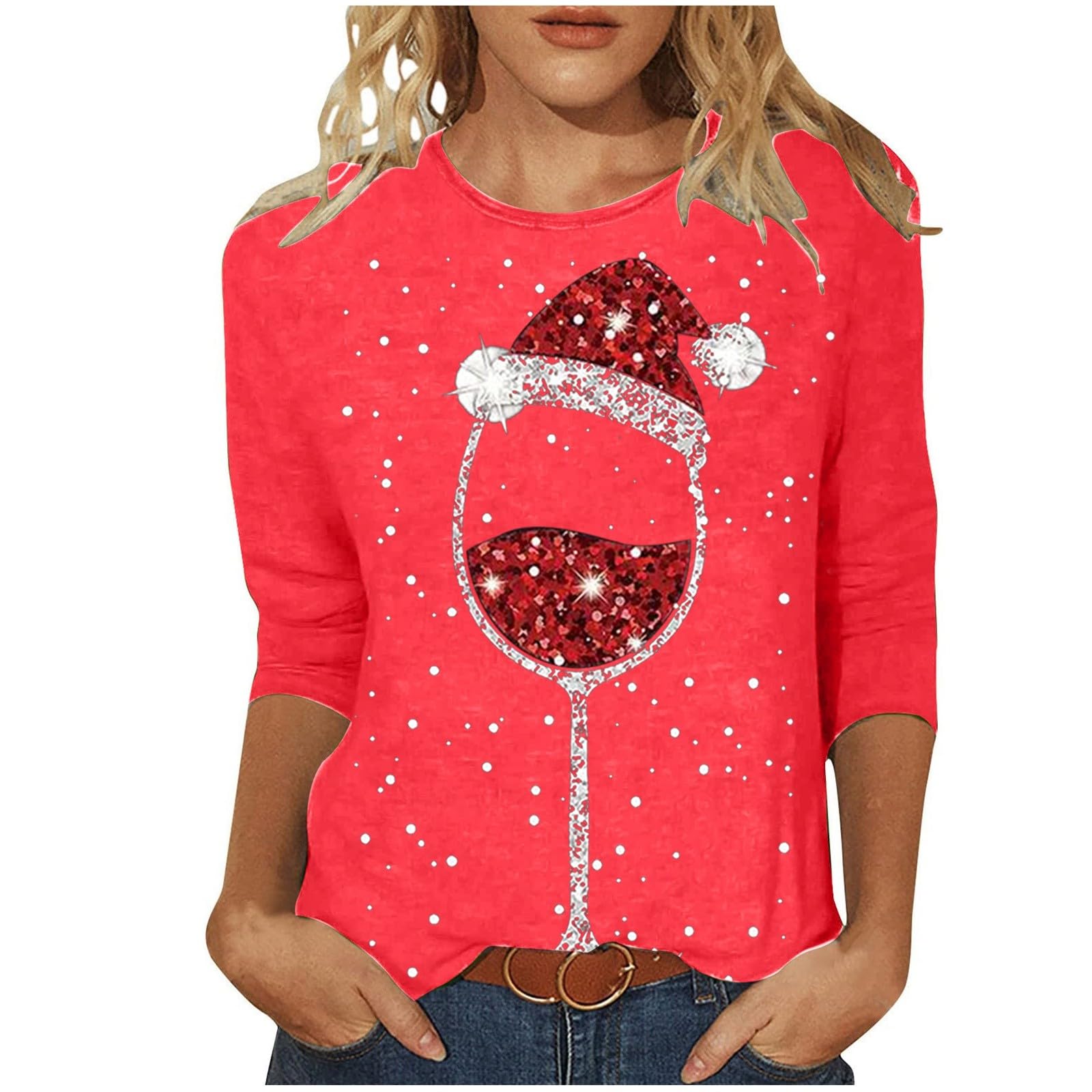 Robe Longue En Jean Pour Femme à Manches Trois-quarts Et Col En V Avec