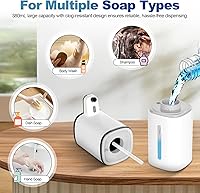 Vista 5 de Automatic Liquid Soap Dispenser, 9 Adjustable Levels, 380ml/12.8oz, Auto Touchless Hand Soap or Dish Soap Dispenser,USB Rechargeable Dispenser,Wall