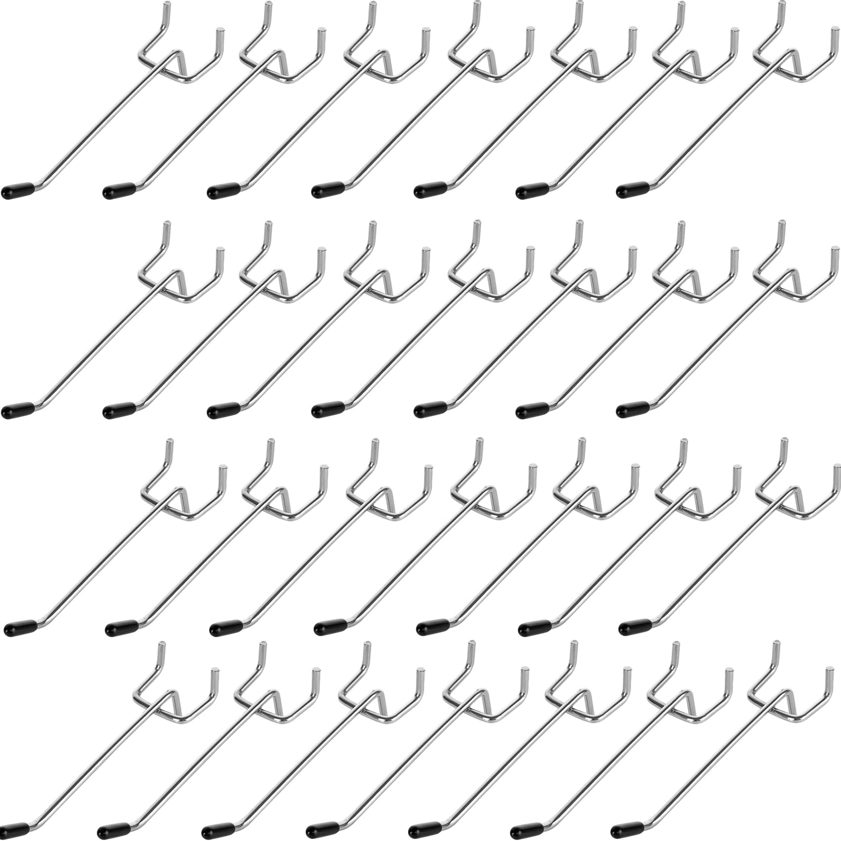 SENENQU 100PCS 4 Inch Pegboard Hooks Peg Board Hooks Accessories Fit 1/8” and 1/4” Peg Board with Rubber Tipped, Metal Pegboard Hooks for Garage,