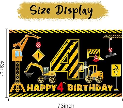Miniatura 8 de Cartel decorativo de construcción para el primer cumpleaños para niños y niños, tema de construcción de camión volquete, suministros de fiesta de