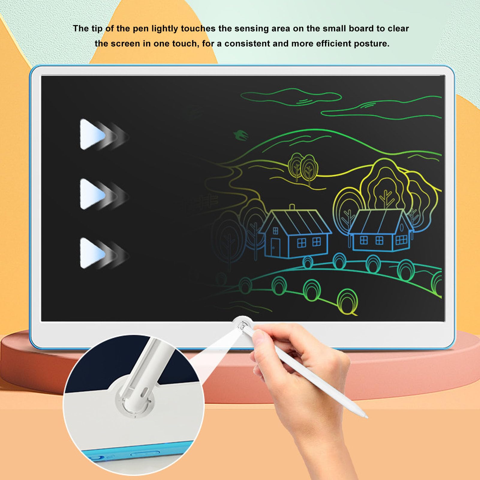 Tablet LCD Vomeko, Rilievo da disegno LCD, Essenziali da viaggio per bambini, Tavola da disegno elettronica portatile cancellabile a grande schermo con penna (Blue and White)