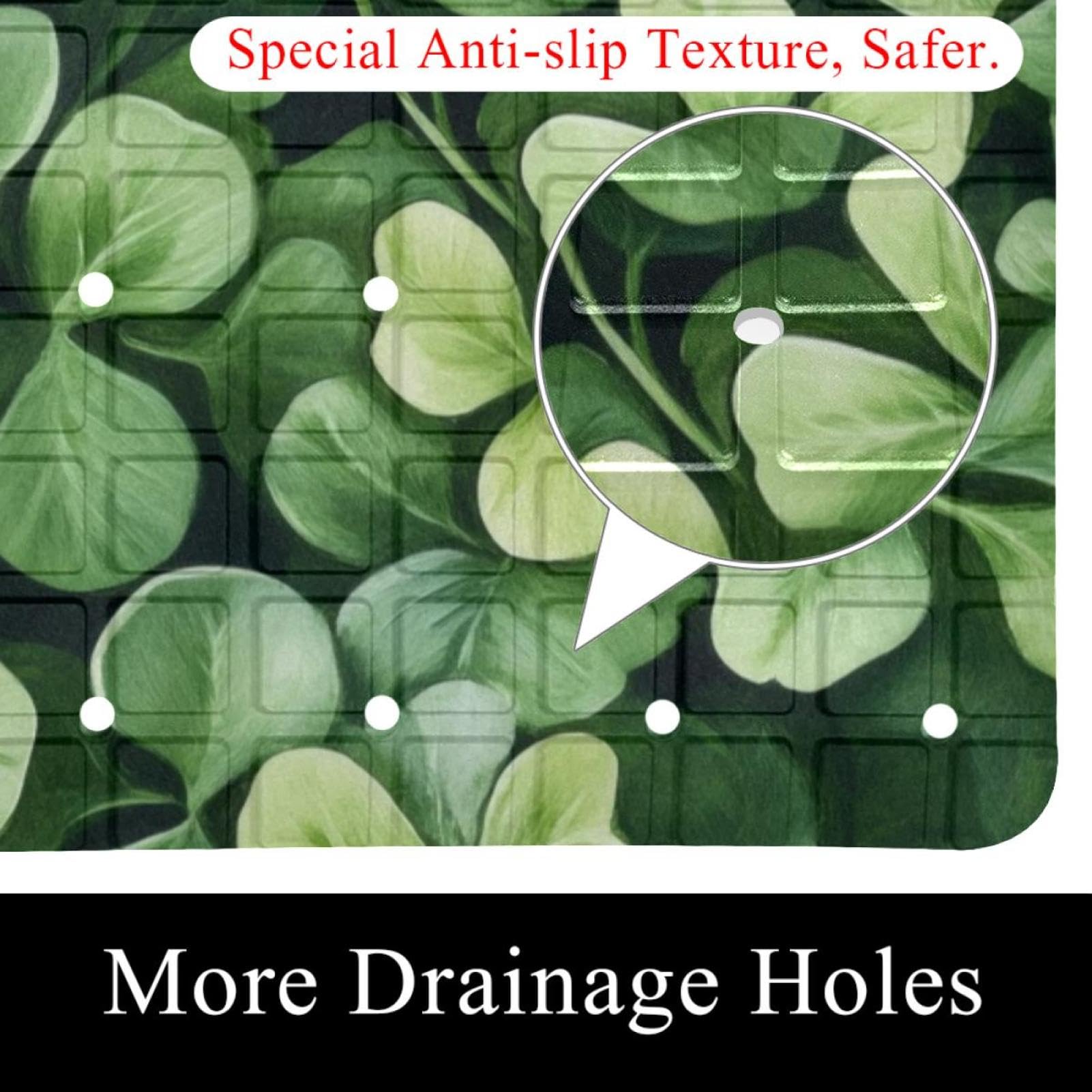 Lucky Four Leaf Lucky Green Clovers Seamless Pattern Bath Mats for Tub Non-Slip, Rectangular Bathtub Mat, Shower Mat with Suction Cups, Machine Washable Bathroom Mat- 39.9 x 70.9 cm