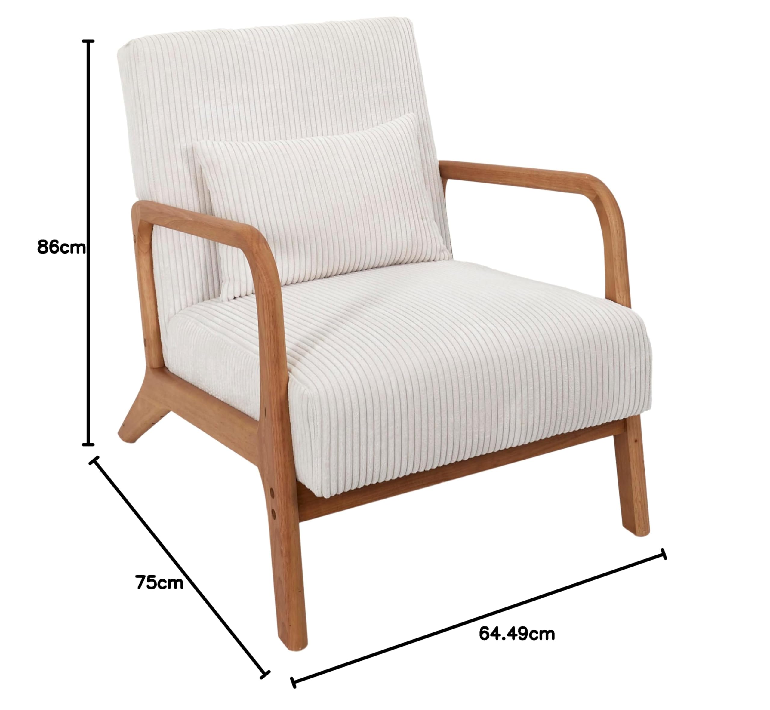 HOME DECO FACTORY, HD0349, Fauteuil Salon Cotele Scott Beige, Softness, Mobilier, Assise, canapé et Fauteuil, 64,5x75x86 cm, Hauteur Assise 43 cm, Beige | Métal et velours côtelé, fauteuil Scott, collection Softness, assise confortable, salon, 64,5x75x86