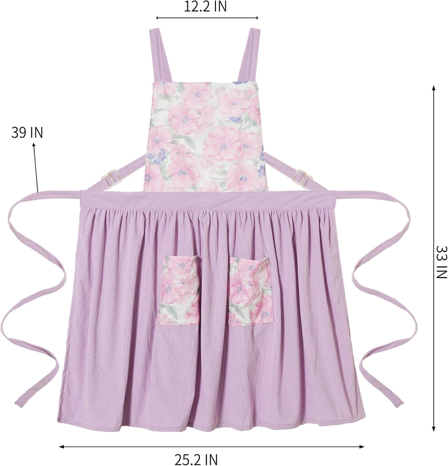 Vintage Pinafore Apron Dress for Women with Pockets Cute Floral Chef Aprons for Kitchen Cooking Baking Gardening - Image 6