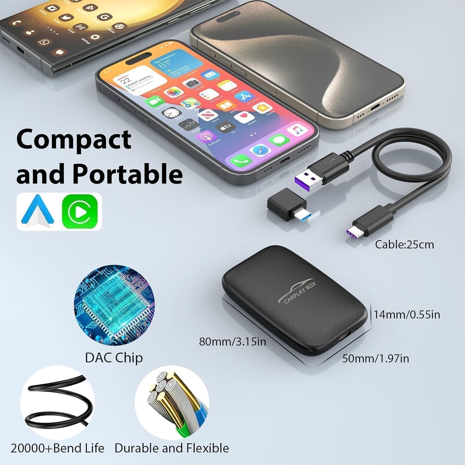 5-in-1 Wireless Android Auto & CarPlay Adapter (2026), unterstützt Netflix/Youtube/TF, Plug & Play, einfache Einrichtung, Magic Video Box für OEM CarPlay/Android Auto Fahrzeuge mit Kabel