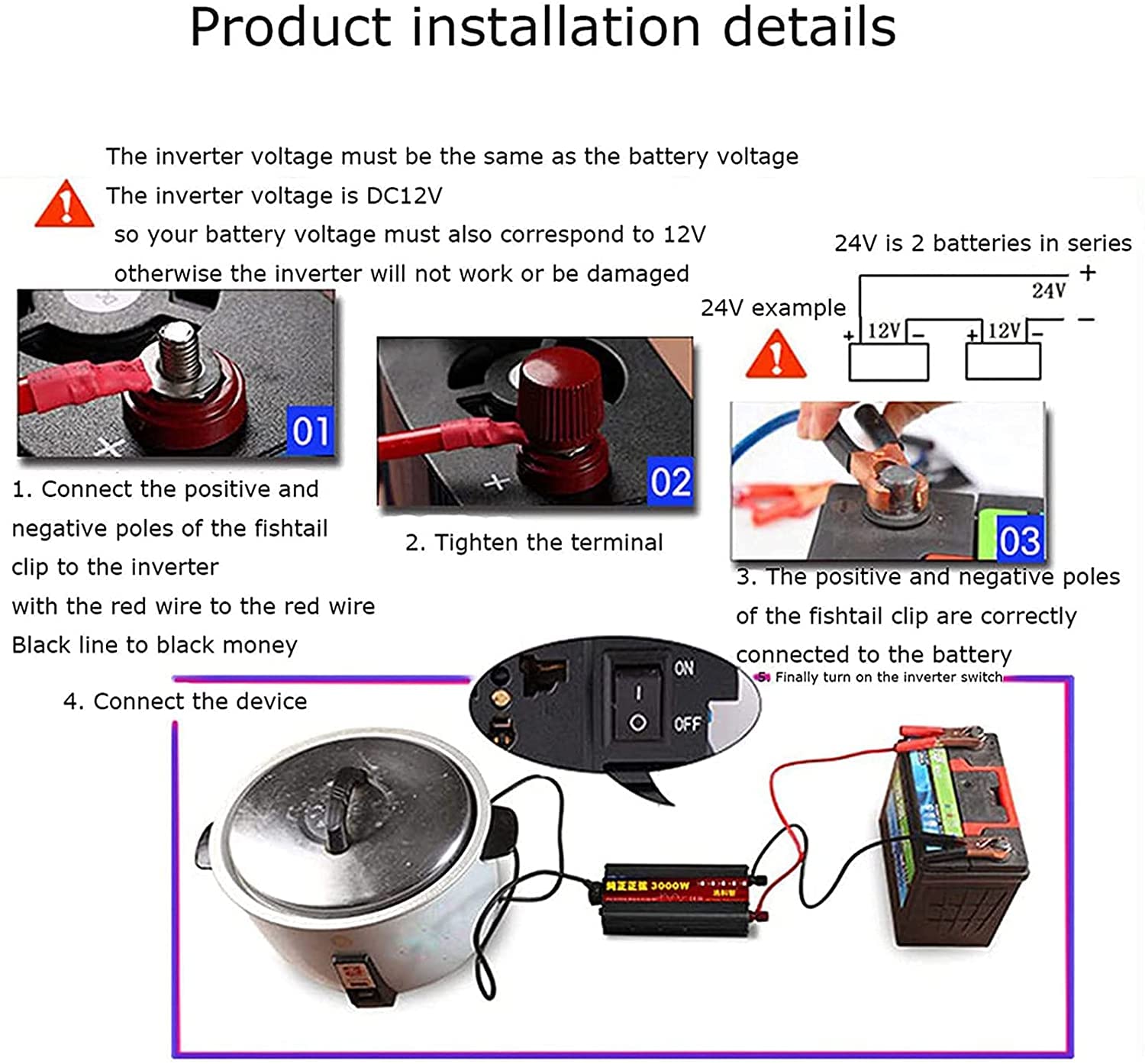 Przetwornica mocy DC 12 V 24 V 48 V 60 V do AC 110 V 220 V falownik mocy czysta fala sinusoidalna 1600 W 2200 W 3000 W 4000 W 5000 W 6000 W 8000 W, do samochodu Camper Łódź lodówka laptop (1600