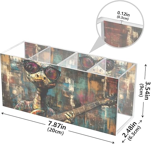 Miniatura 3 de Acrylic Pen Holder Snake Guitar Sunglass 4 Compartments Funny Cute Cool Acrylic Pencil Pen Holder Cup