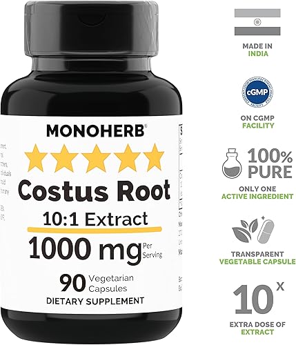 Miniatura 3 de MONOHERB Extracto de raíz de Costus 1000 mg - 90 Cápsulas Vegetarianas