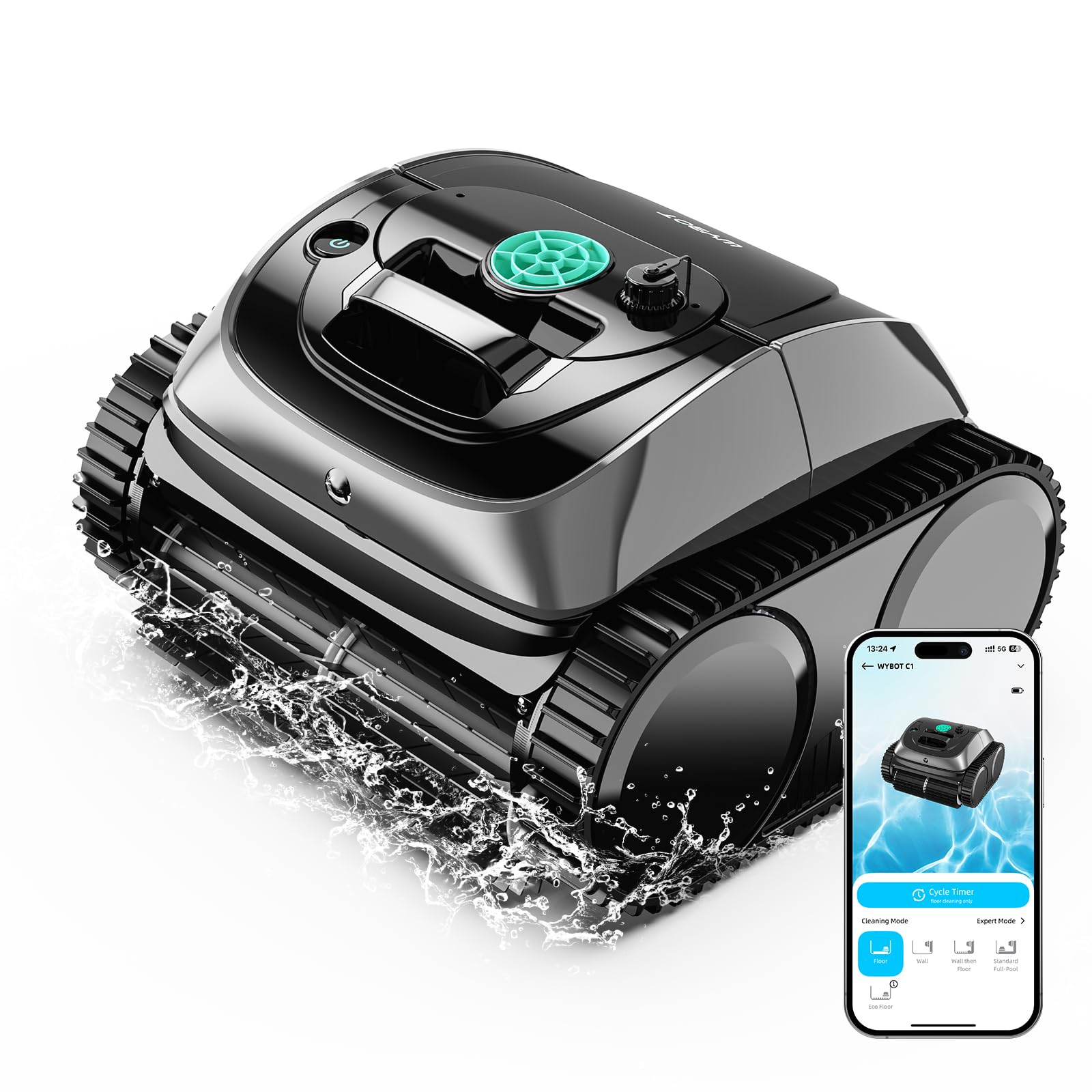 (2026 Upgrade) WYBOT C1 Pool Vacuum Robot for Above Ground & Inground Pool, 150mins Cordless Pool Cleaner, 4-in-1 Wall/Waterline/Platform Cleaning up to 1,614 sq.ft, Smart Navigation, App Control — view 10