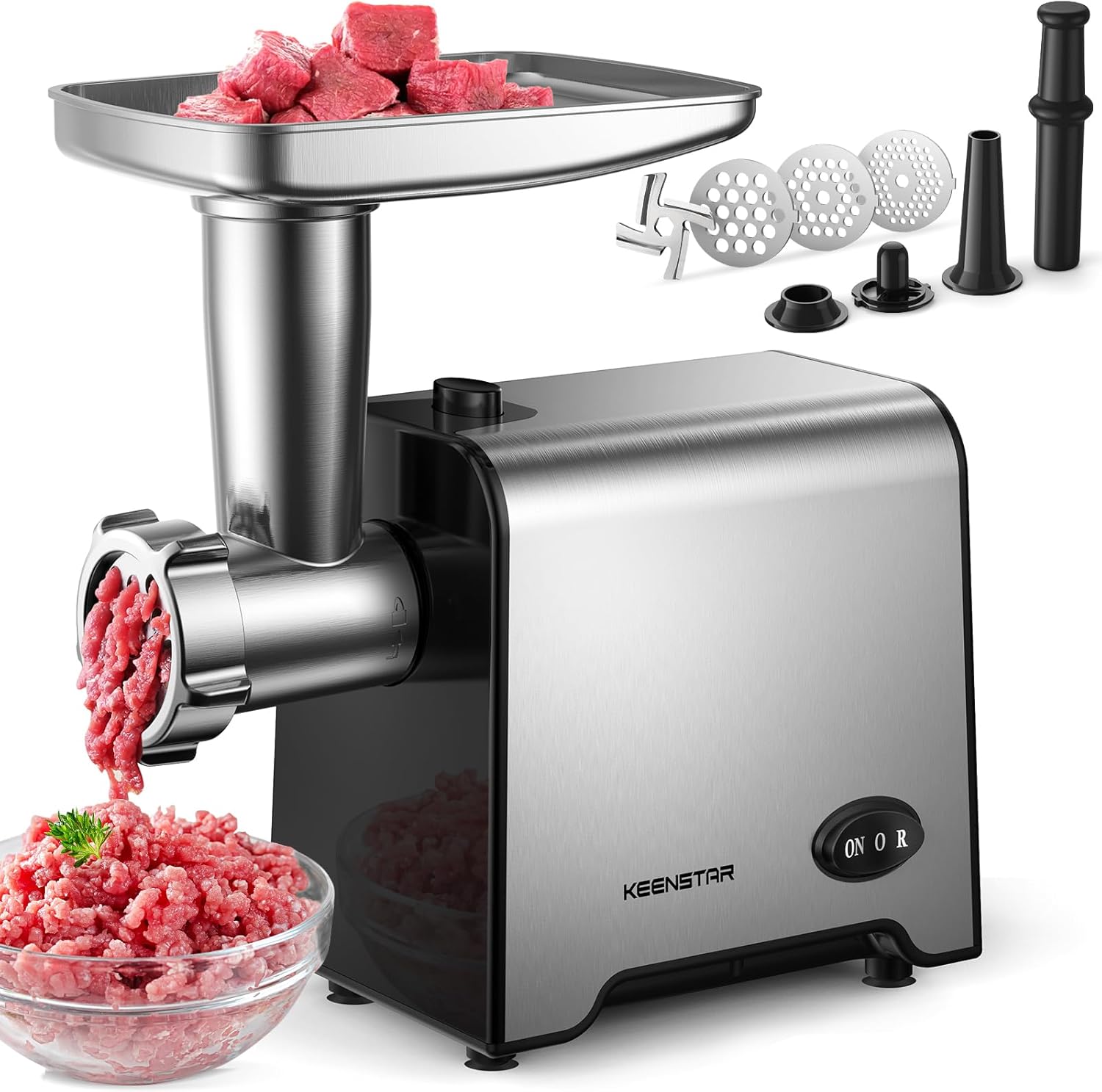 Electric Meat Grinder, Sausage Stuffer Maker 450W Food Grinder with Blade & 3 Plates, Sausage Stuffer Tubes & Kubbe Kit, Stainless Steel Meat Mincer Machine for Home Kitchen Use Electric Meat Grinder, Sausage Stuffer Maker 450W Food Grinder with Blade & 3 Plates, Sausage Stuffer Tubes & Kubbe Kit, Stainless Steel Meat Mincer Machine for Home Kitchen Use