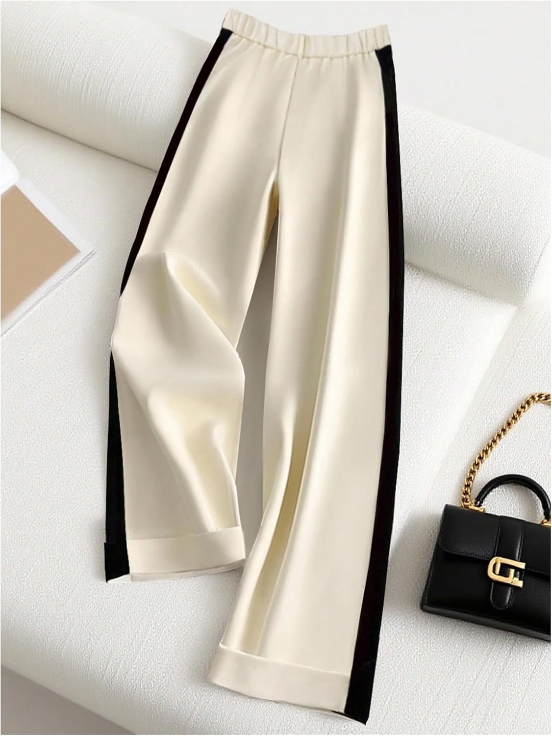 GORGLITTER Women's Dress Business Pants High Waisted Wide Leg Side Striped Fashion Work Casual Old Money Trousers - Image 2