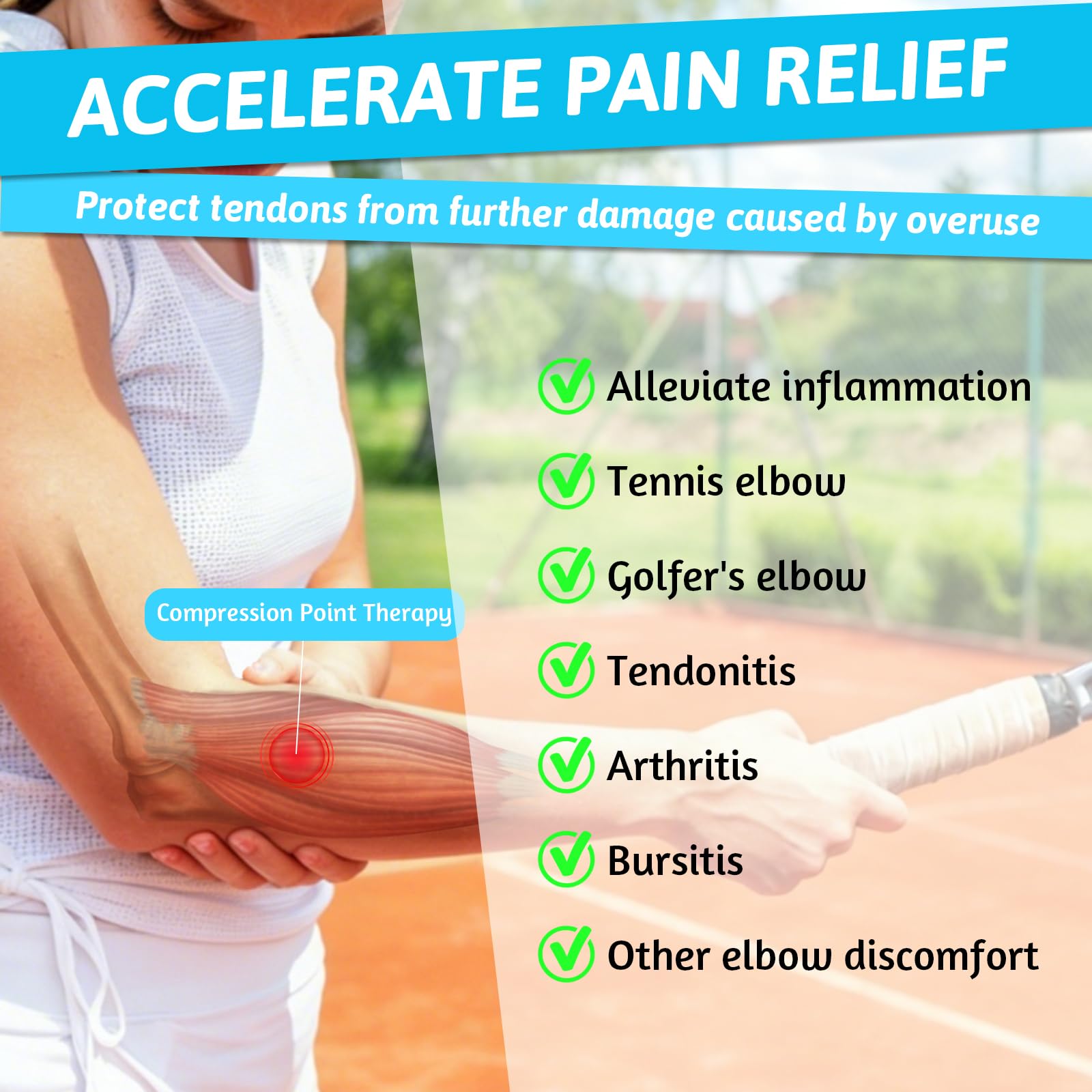 TOGETDREAM Coude Tendinite, Réglables Coudières Épicondylite avec Coussin de Compression Coudières Réglables et Antidérapantes pour Joueurs de Tennis Golfeur Gym Femme Homme
