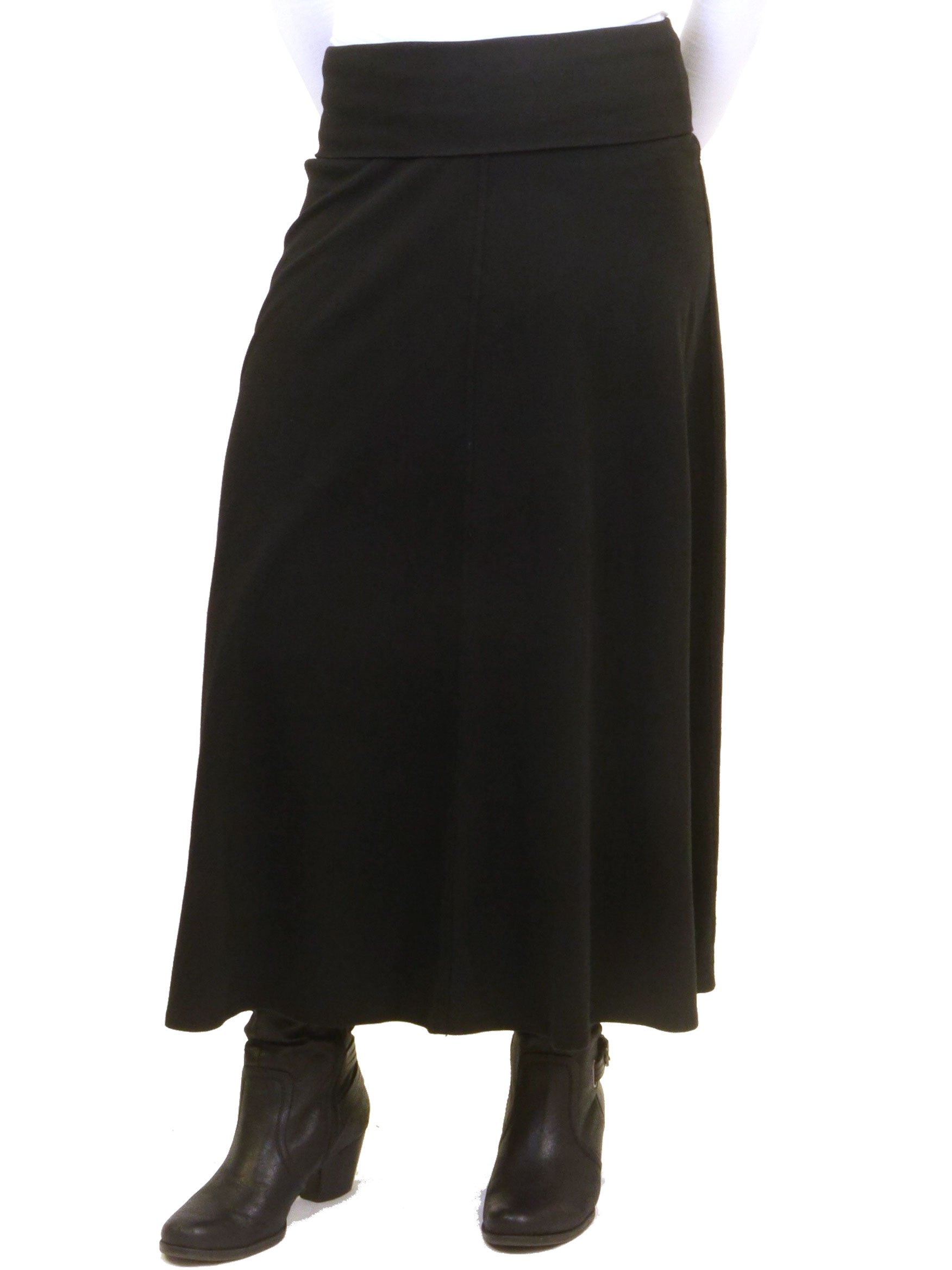 Hard Tail Forever A-Line Cotton Skirt with Rolldown Waistband Style B-131 M Black