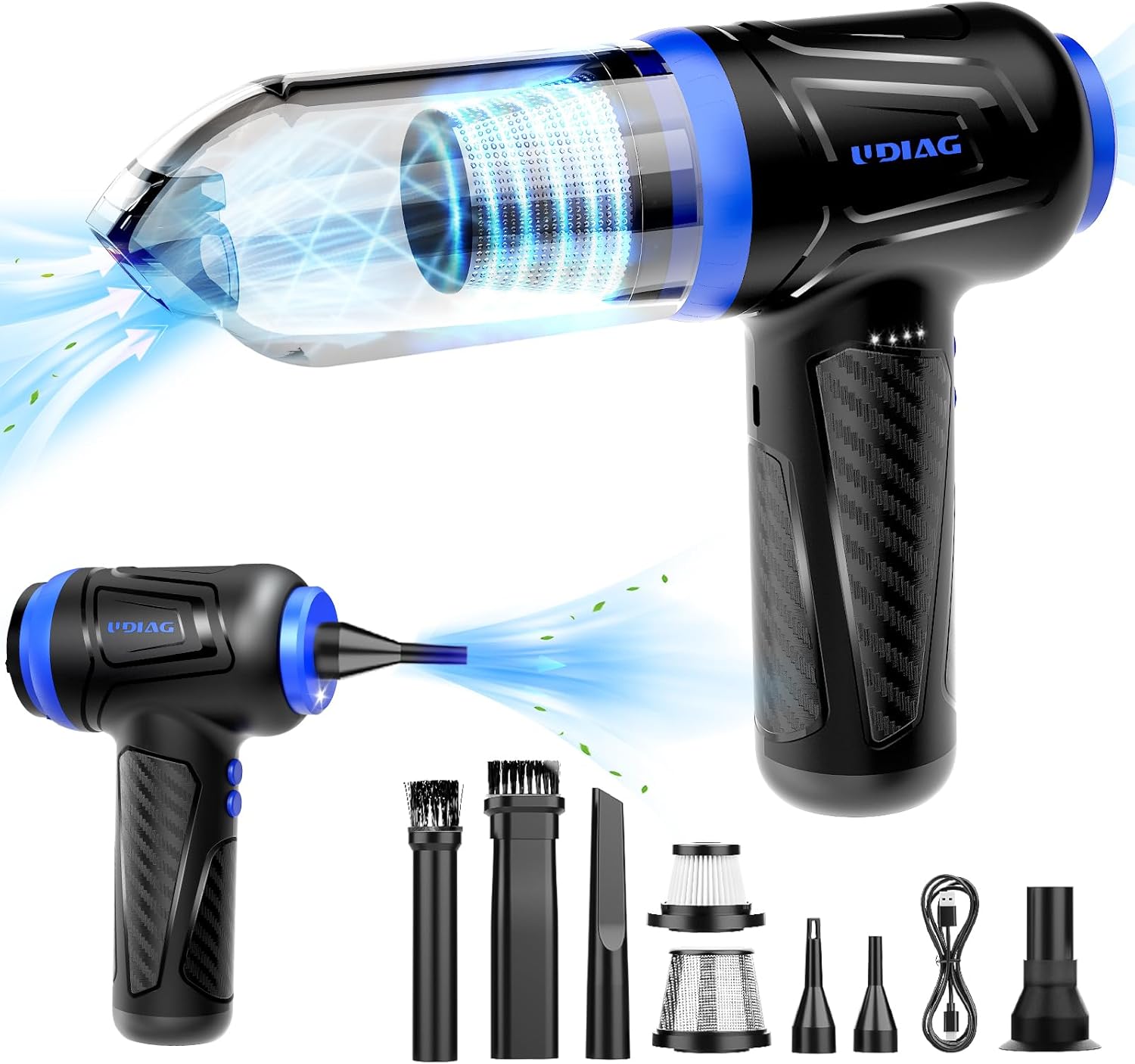 BVC200 Mini Car Vacuum, 22000PA Cordless 3 in 1 Air Blower Pump Keyboard Cleaner, Brushless Motor Super Suction Handheld Vacuum with LED Light, Portable Cleaner Best for Car, Office, Home, Pet