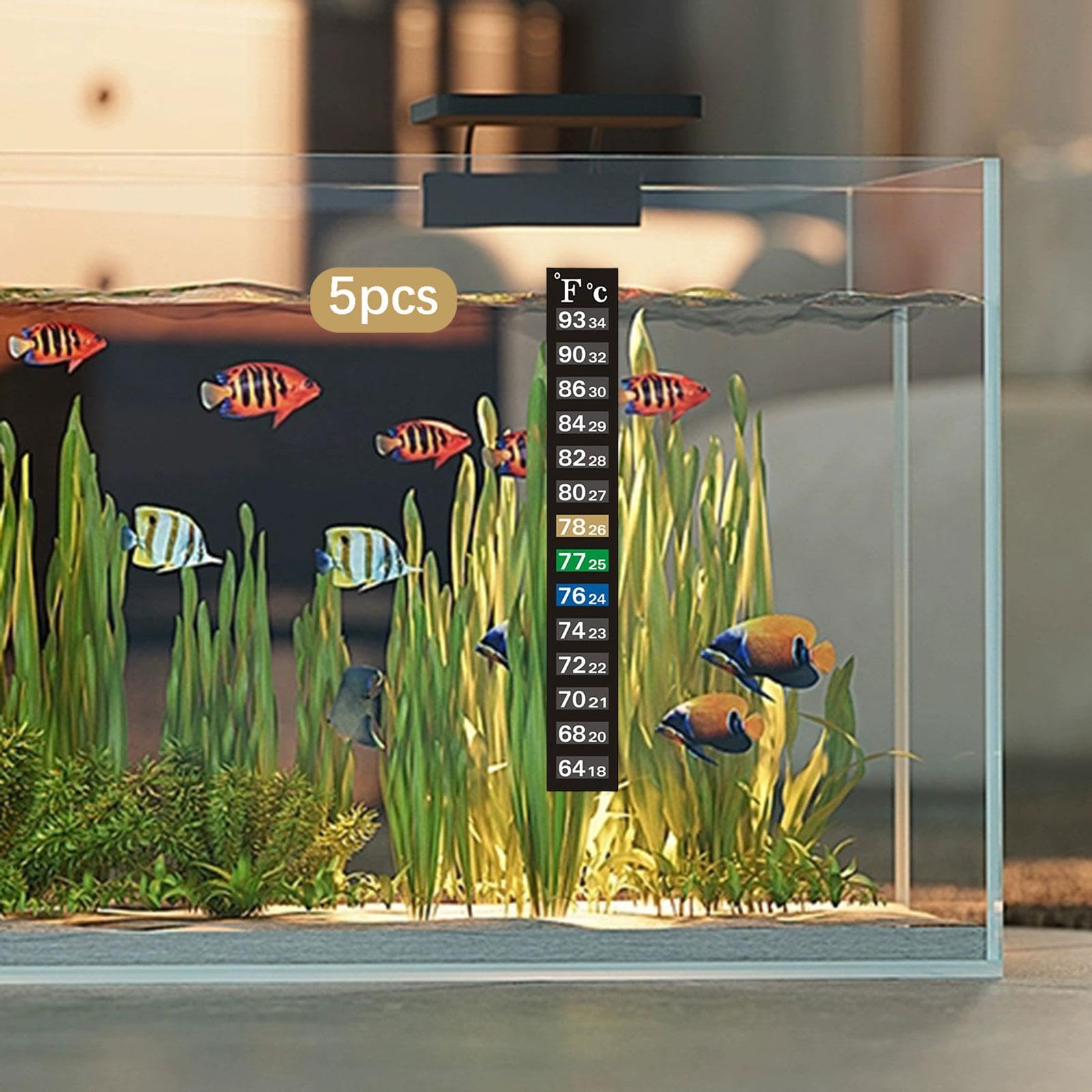 5 Pezzi Strisce Termometro Acquario Sticker Termometro Serbatoio Indicatori Temperatura Decalcomanie Lettura Facile per Acquariofilia E Piante, Verticale