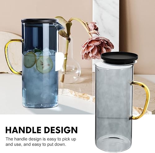 Miniatura 5 de Hemoton Jarra de limonada de vidrio, tetera de té helado, jarra de té caliente, gran capacidad, bebidas de agua fría, tetera, taza de café para