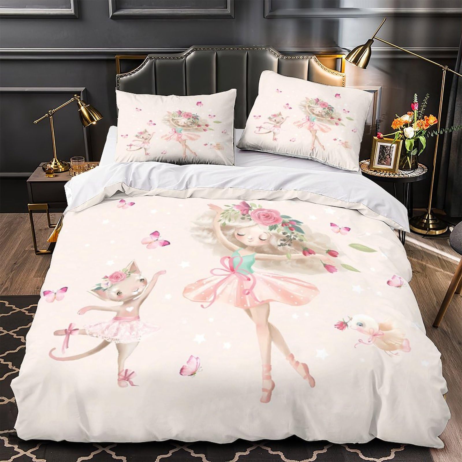 Housse de couette danseuse pour lit enfant double aquarelle