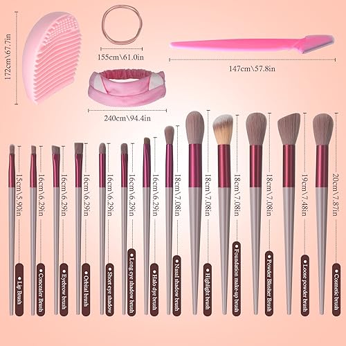 Miniatura 3 de Juego de brochas de maquillaje, 18 piezas de base sintética de alta calidad, correctores de polvo, sombras de ojos, rubor, brochas de maquillaje,