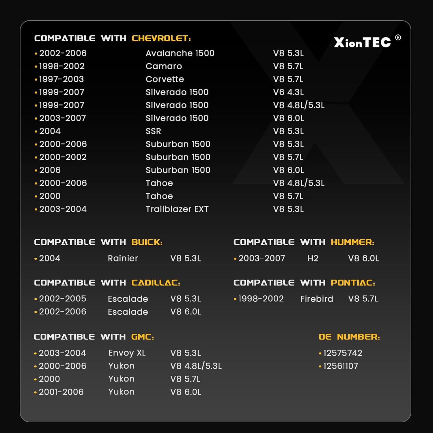 Engine Valve Cover Compatible with Buick Rainier, Cadillac Escalade, GMC Envoy Yukon, Hummer H2, Pontiac Firebird, Chevrolet Avalanche 1500/Camaro/Corvette/Silverado 1500 SSR, 12575742