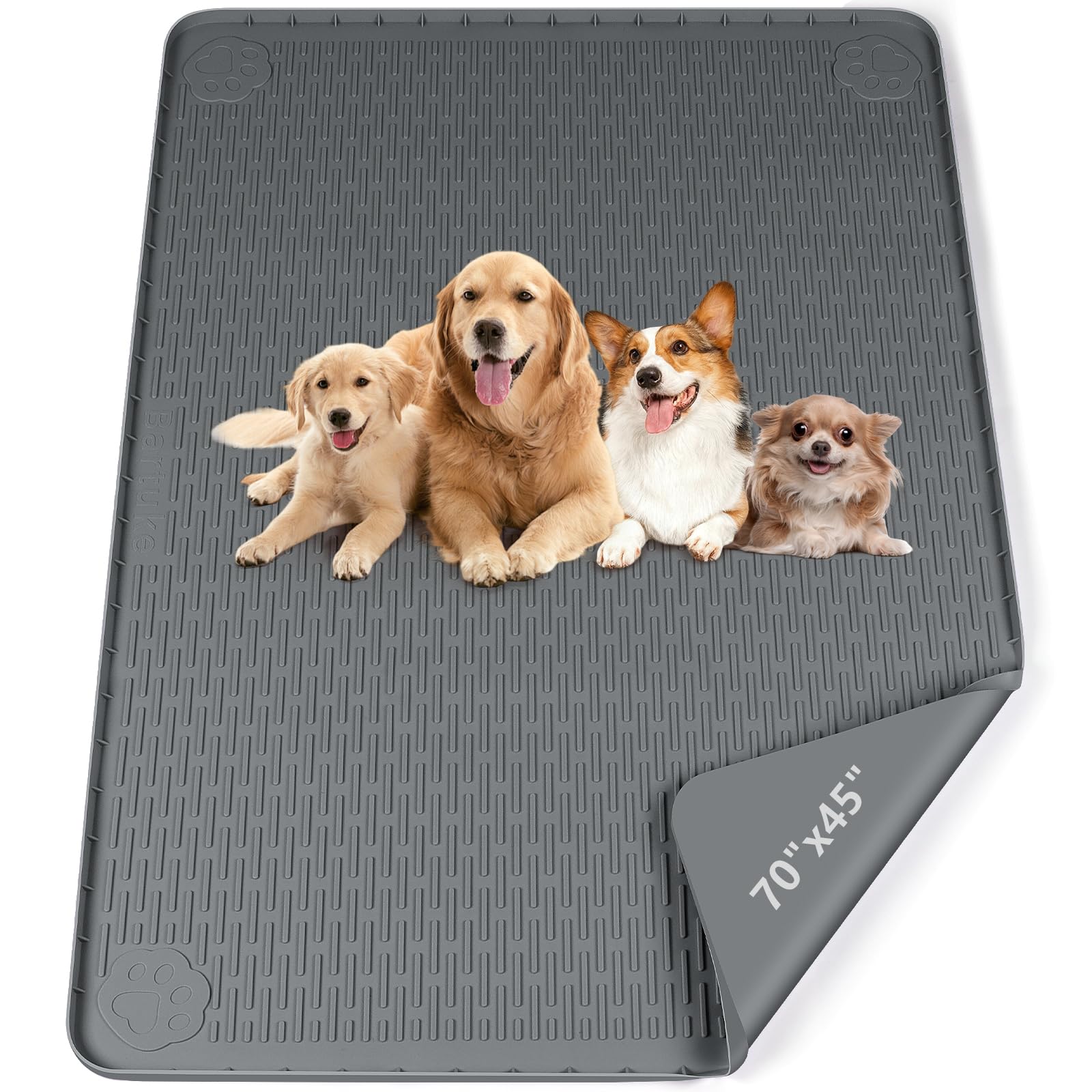Bartuke Pee Pads for Dogs, 70" x 45" Extra Large Reusable Silicone Mat, Washable Puppy Training Pads for Potty Training, Non-Slip, Leak-Proof, Indoor Floor Protection (Dark Grey) — image 1