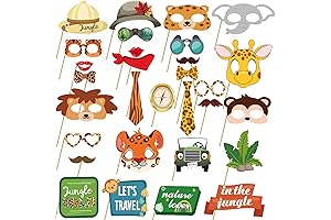 30PCS Jungle Safari Photo Props For Wild Birthday Or Baby Shower Party
