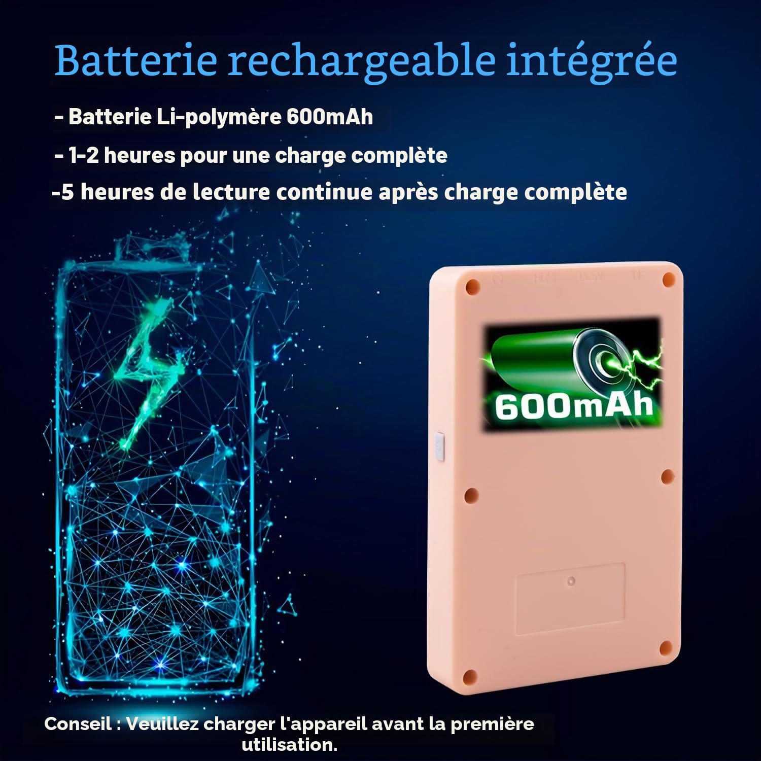Console de jeu vidéo portable pour enfants avec 100 jeux 16 bits intégrée, console de jeu rétro portable, console de jeu portable, écran couleur de 7,1 cm, batterie rechargeable, console de jeu