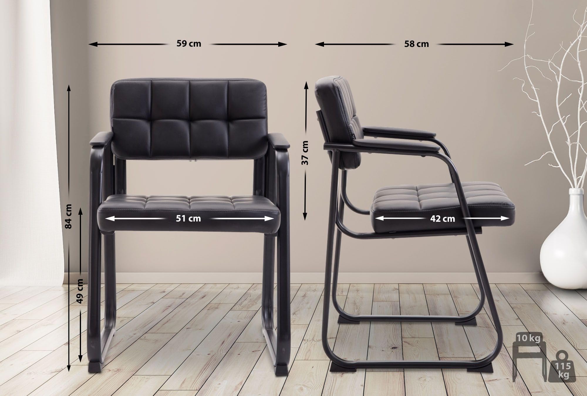 Sedia Visitatore Canada B Similpelle Nero