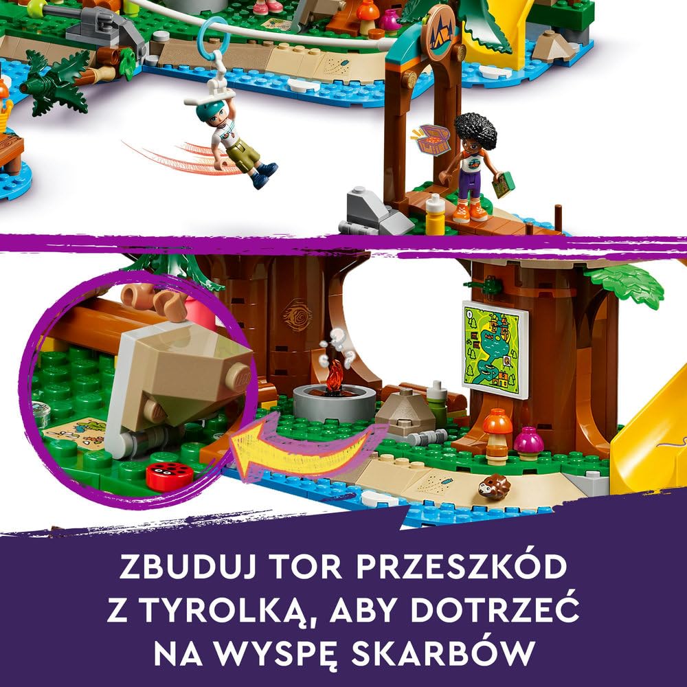 LEGO Friends Domek na drzewie na obozie kempingowym, zabawki do budowania dla dziewczynek i chłopców 8+, zabawka dla dziecka, 5 minilaleczek i 5 figurek zwierząt, pomysł na prezent dla 8-latki, 42631