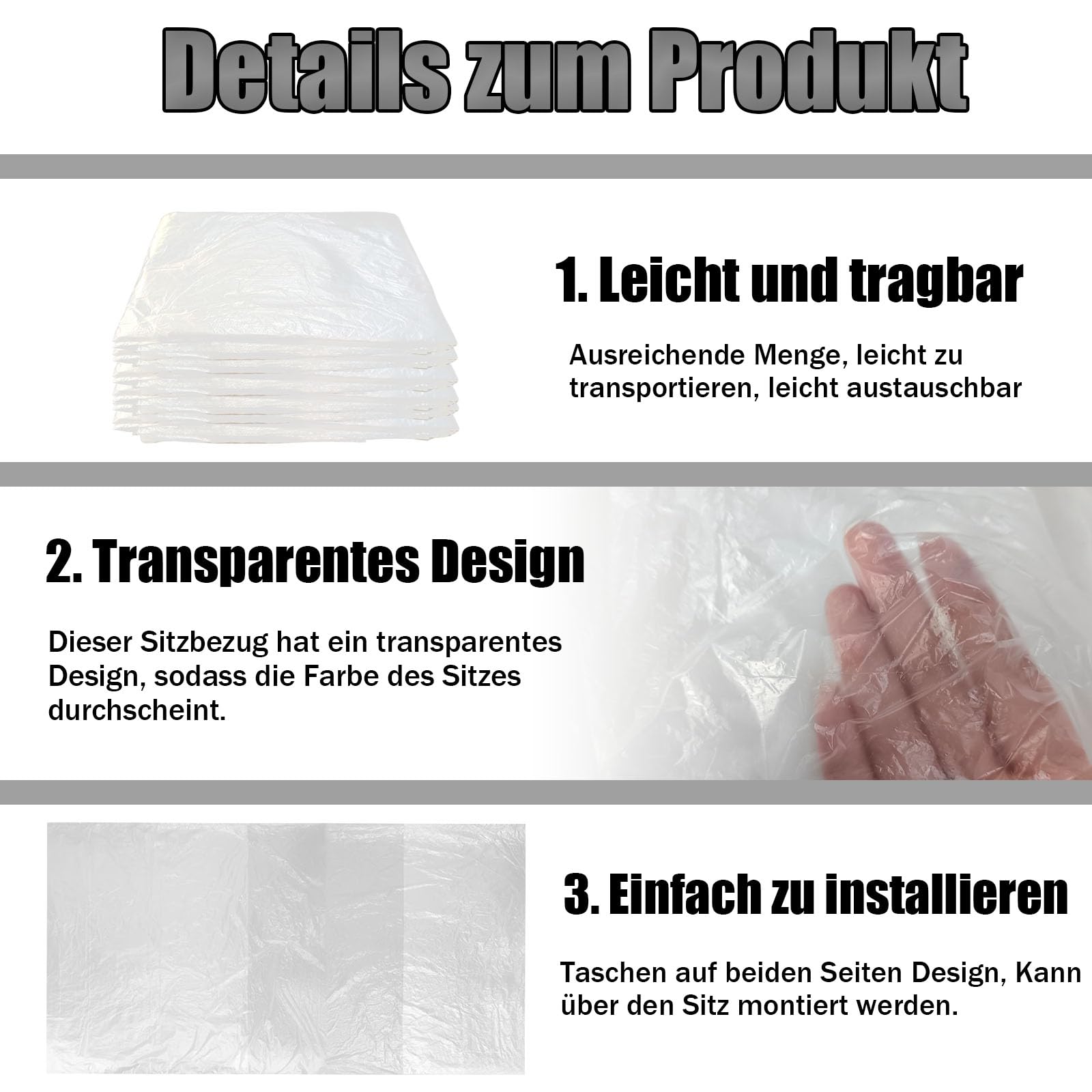 Coprisedili per Auto Usa e Getta, 120 Pezzi 140 x 80 cm Coprisedili Anteriori per Auto Universale, Copri Sedile Coprisedile, per Saloni Automobilistici, Trasparenti