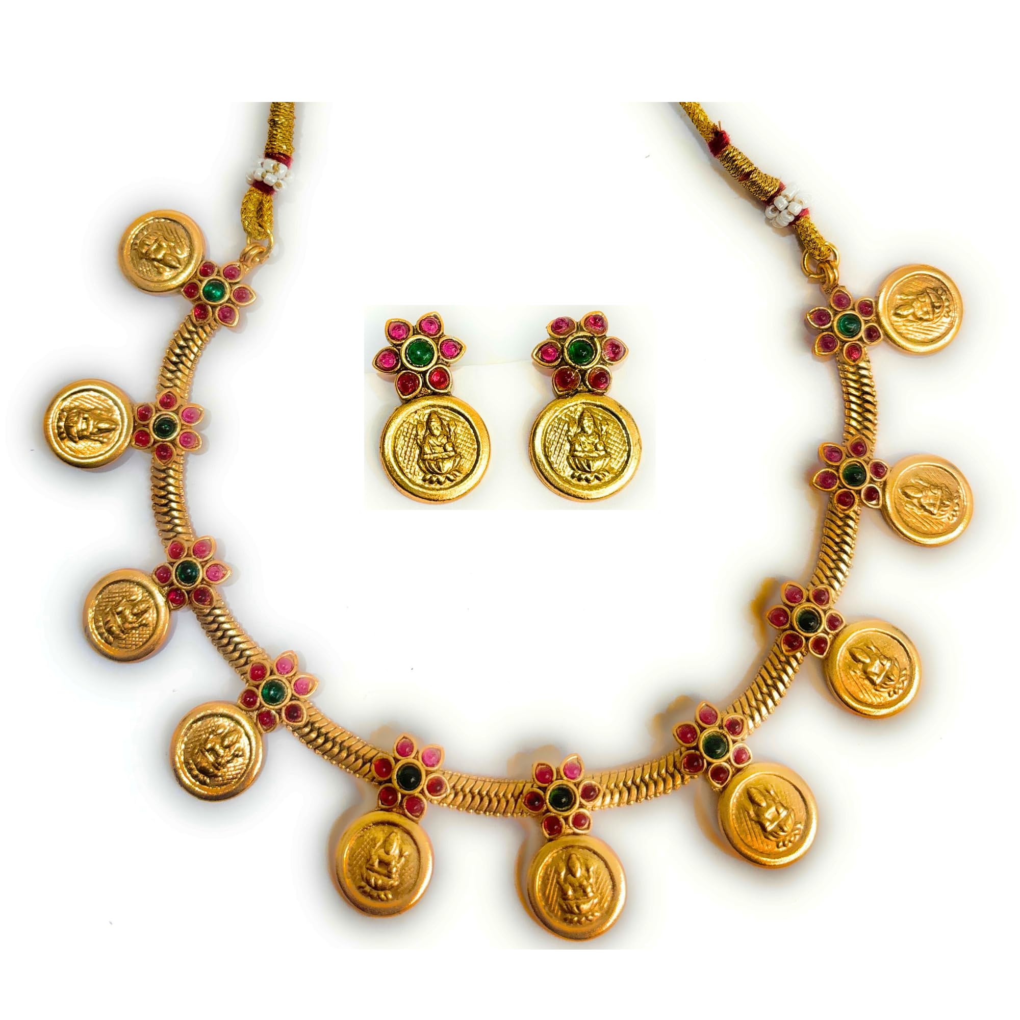 Aryavansh Emporium Traditional Gold Plated Kasumala Necklace Latest Fashion Set Maharani Haar with Red, Green colour beads and Earrings.Jewellery Set for Women (B0CD65Q68D) Amazon Price History, Amazon Price Tracker