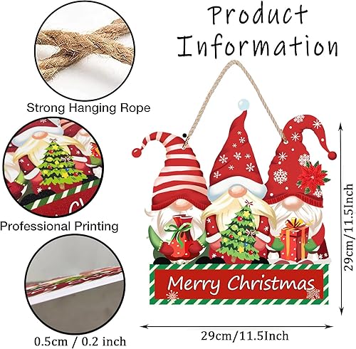 Miniatura 2 de Letrero de Navidad para puerta, gnomos, letrero colgante de bienvenida de Navidad para decoración del hogar, colgador de puerta, letrero rústico de