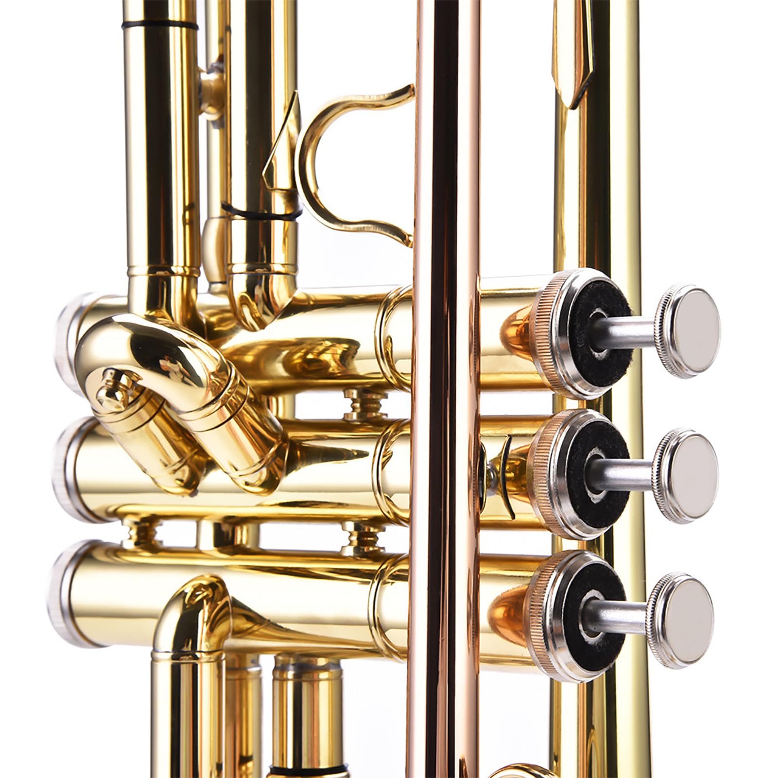 Trompete, Professionelles Bb?Flachmessing?Trompetenset mit?Zubeh?r, Instrumentensatz f¨¹r?Anf?nger, Leicht und?Langlebig(19.29 x 5.9 x 4.9in-Gold)