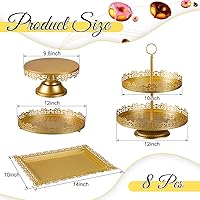 Vista 14 de Tioncy Juego de 8 soportes para tartas, soportes de exhibición de mesa de postres de metal para mesa de postres, soporte para cupcakes escalonados