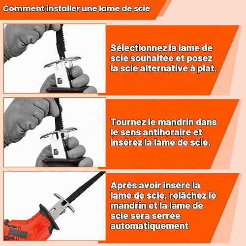 Portable Reciprocating Saw, Reciprocating Saw Compatible with Makita Batteries, with 4 Blades, Low Noise Brushless Motor, for Wood, Metal, PVC, Construction and Garden (No Battery) - 5