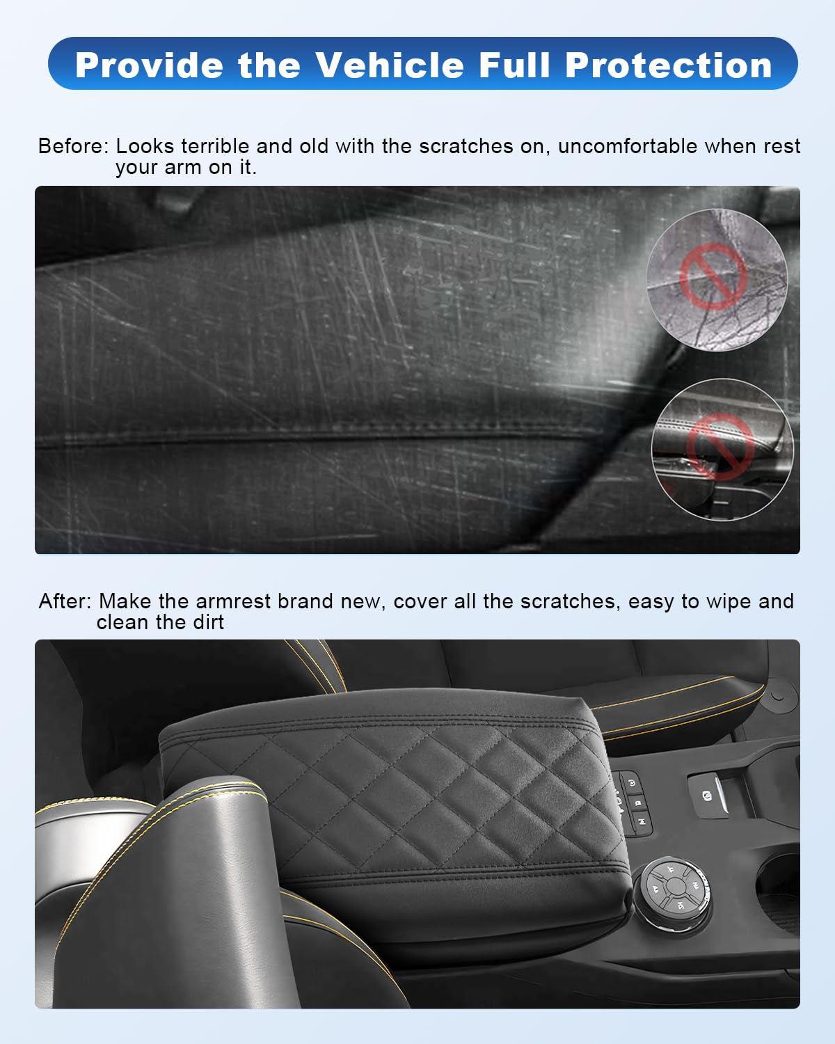 CDEFG Compatibile con Ford Ranger T9 2023 2024 2025 Raptor Wildtrak XLT Copertura per Bracciolo Coperchio di Protezione della Scatola Console Centrale Guscio del bracciolo della Antigraffio Accessori